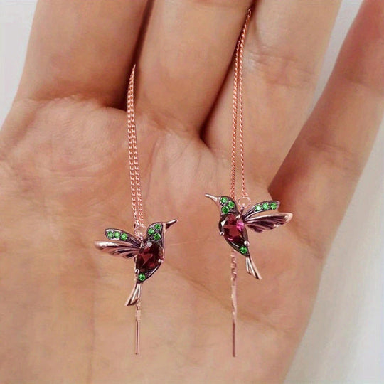 Elegant Birdie Ear Line Dangle Earrings