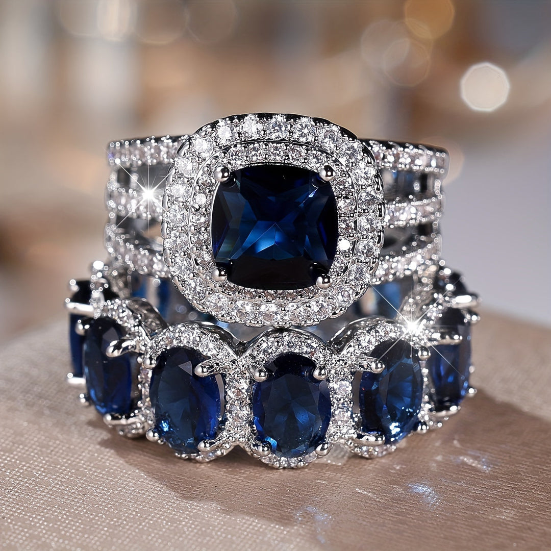 2-Piece Fashionable Synthetic Zirconia Ring