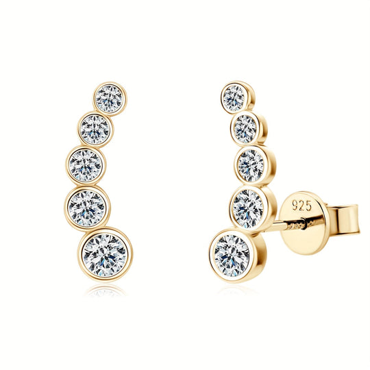 Elegant Sterling Silver Moissanite Stud Earrings