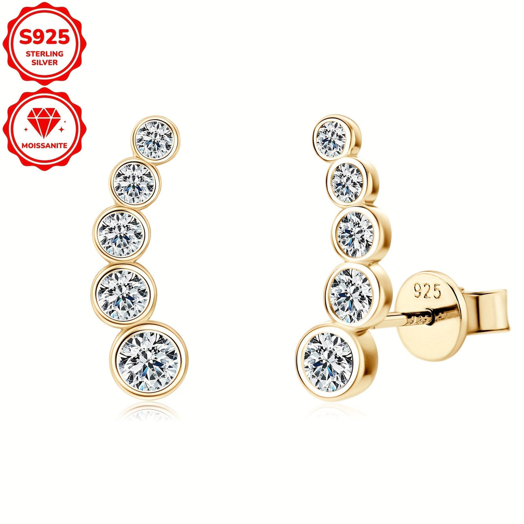 Elegant Sterling Silver Moissanite Stud Earrings