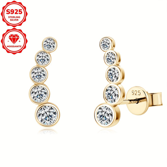 Elegant Sterling Silver Moissanite Stud Earrings