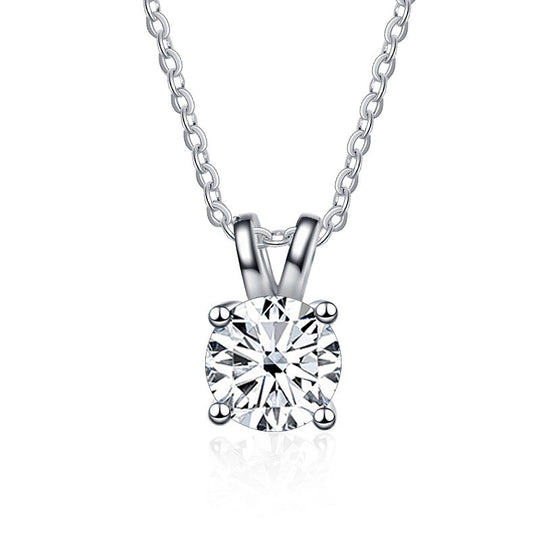 Round Cut Shiny Moissanite Pendant Necklace