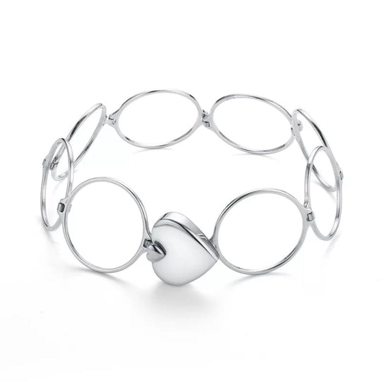 Silver 2 In 1 Retractable Heart Ring Bracelet