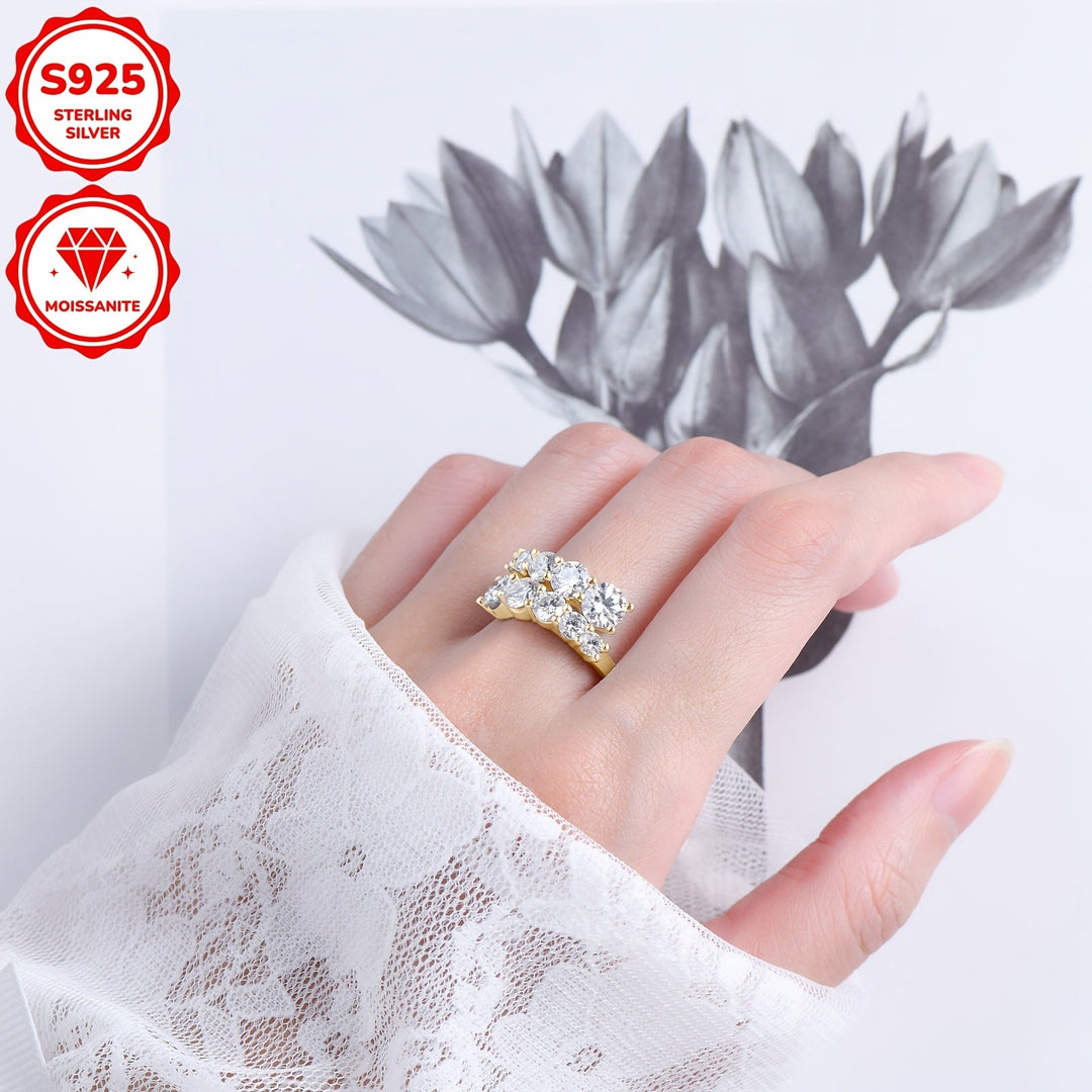 Round Moissanite Double-Headed Band Ring