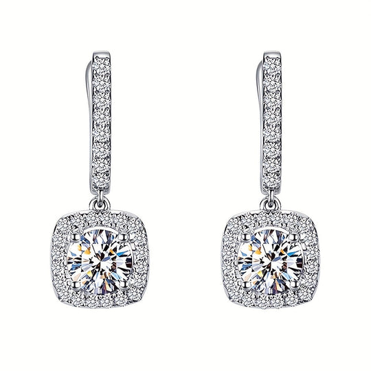 Stylish Square-Shaped Zirconia Drop Earrings