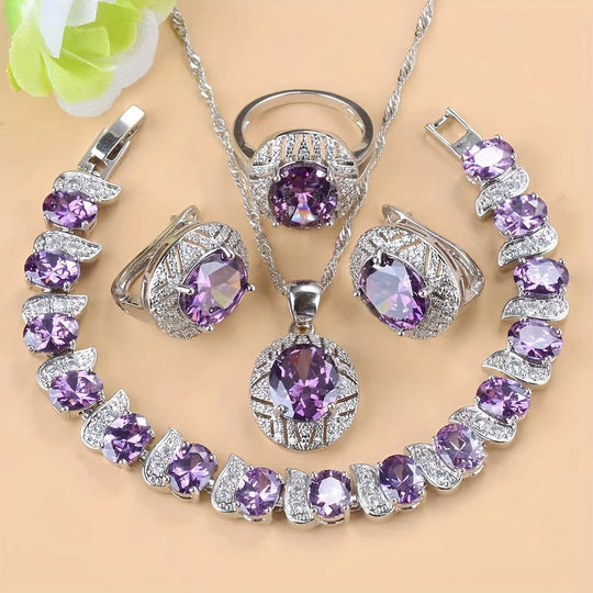 5pcs Elegant Cubic Zirconia Jewelry Set
