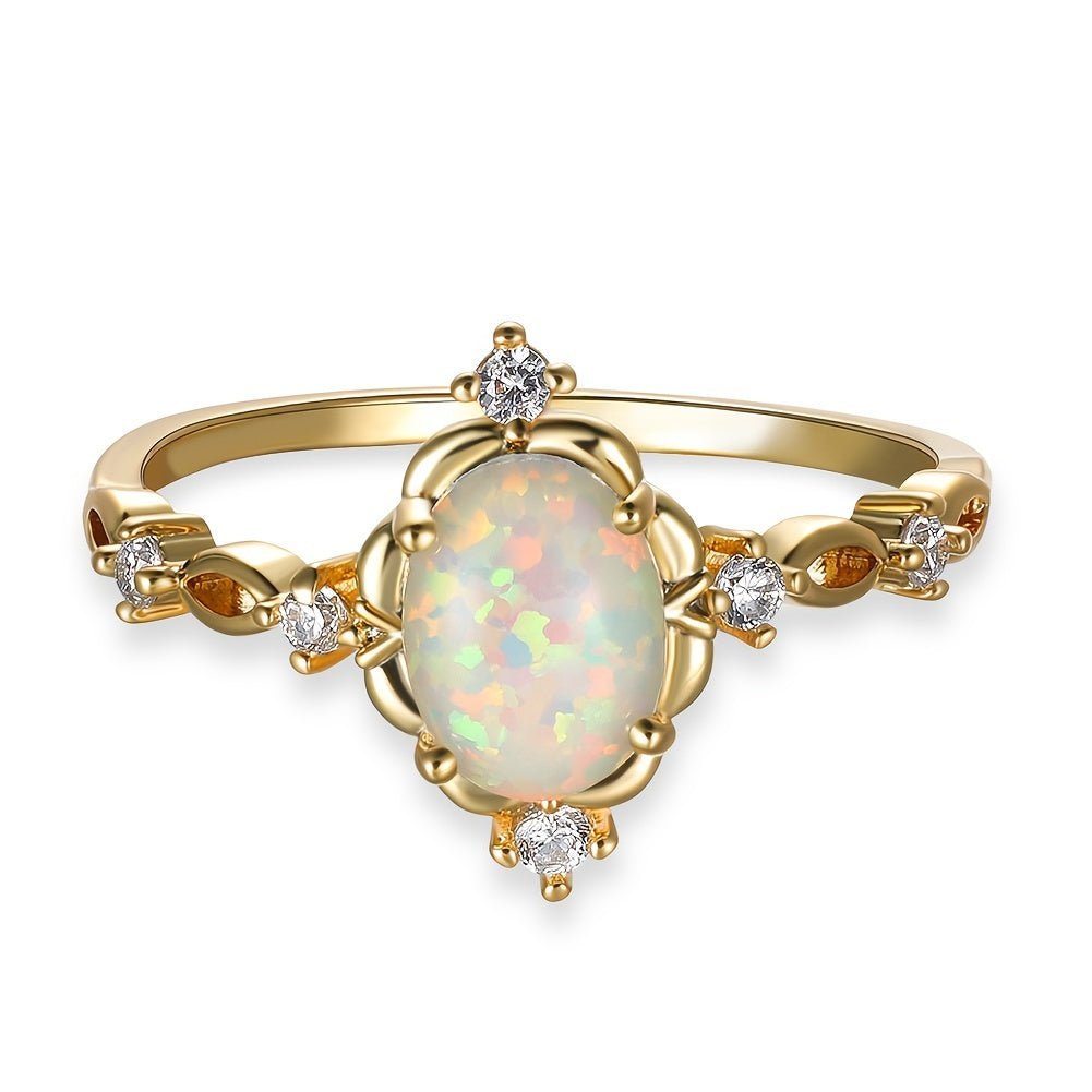 Elegant Oval Opal Engagement Ring