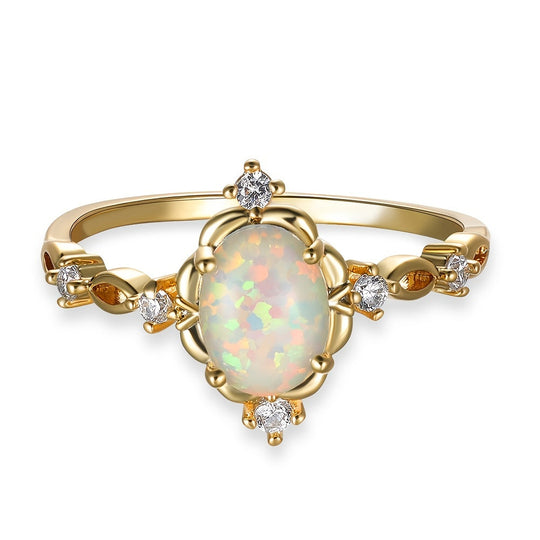 Elegant Oval Opal Engagement Ring