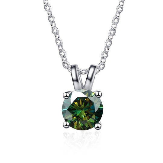 Round Cut Shiny Moissanite Pendant Necklace