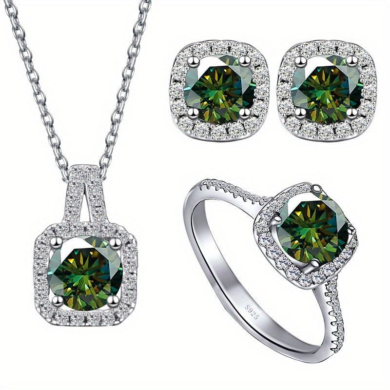 Moissanite Sterling Silver Jewelry Set