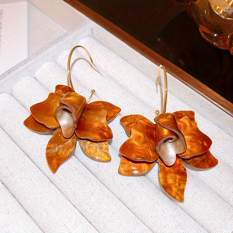 Vintage Resin Flower Dangle Earrings