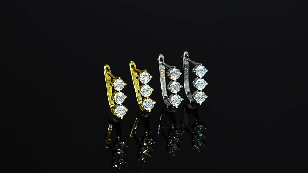 Sterling Silver Moissanite Hoop Earrings