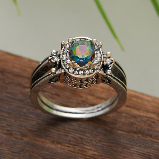 Elegant Double Color Gemstone Ring