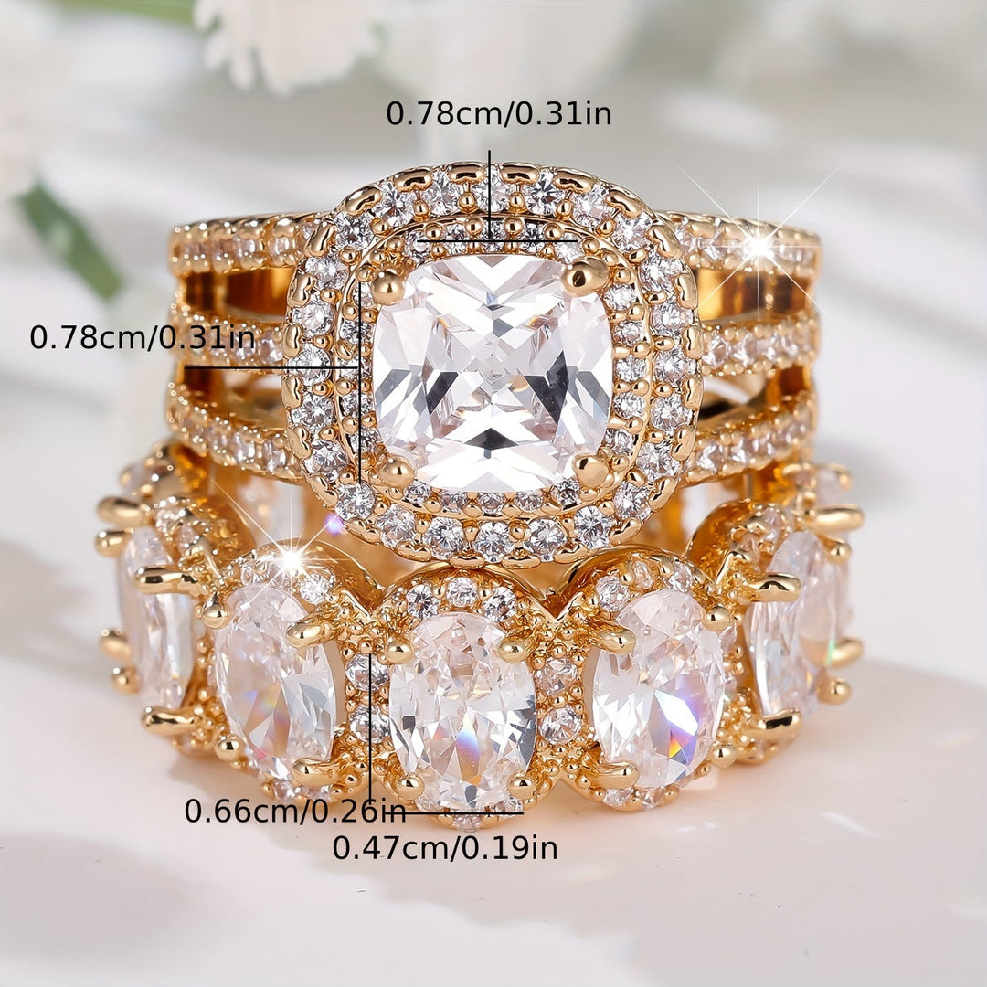 2-Piece Fashionable Synthetic Zirconia Ring