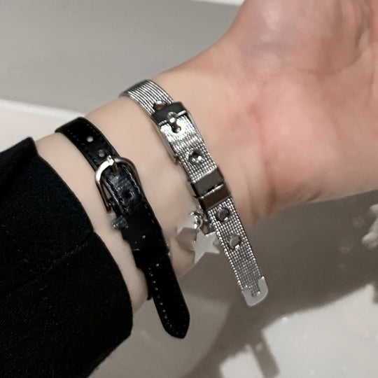 Star Studded Leather Chain Bracelet