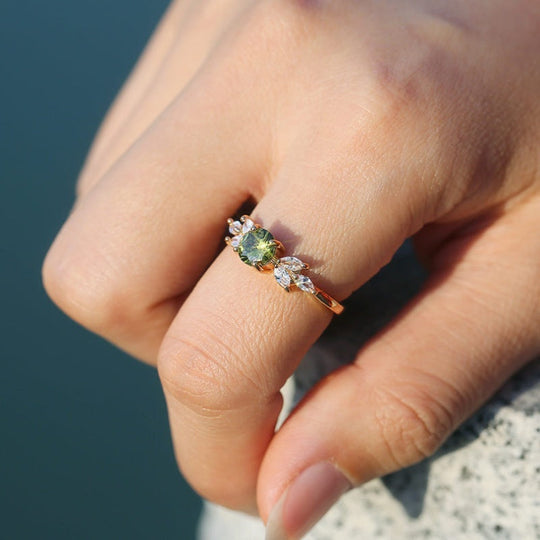 Simple Green Cubic Zirconia Ring