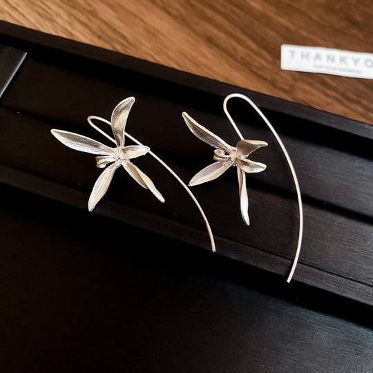 Minimalist Iris Flower Earrings
