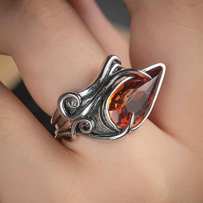 Vintage Irregular Oval Shape Crystal Ring
