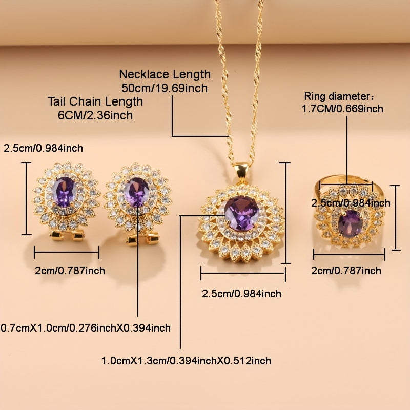 4pcs Luxury Sunflower Jewelry Set
