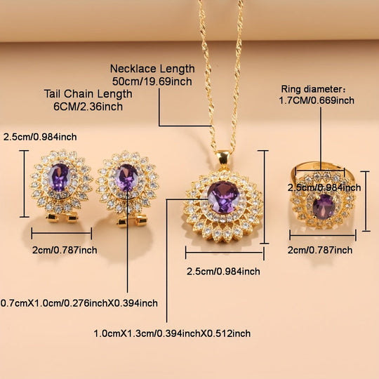 4pcs Luxury Sunflower Jewelry Set