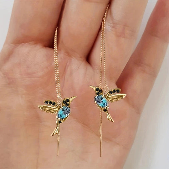 Elegant Birdie Ear Line Dangle Earrings