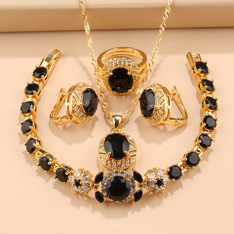 5-Piece Luxury Zirconia Bridal Jewelry Set