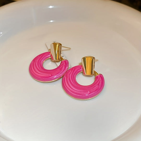 Drip Oil Circle Earrings