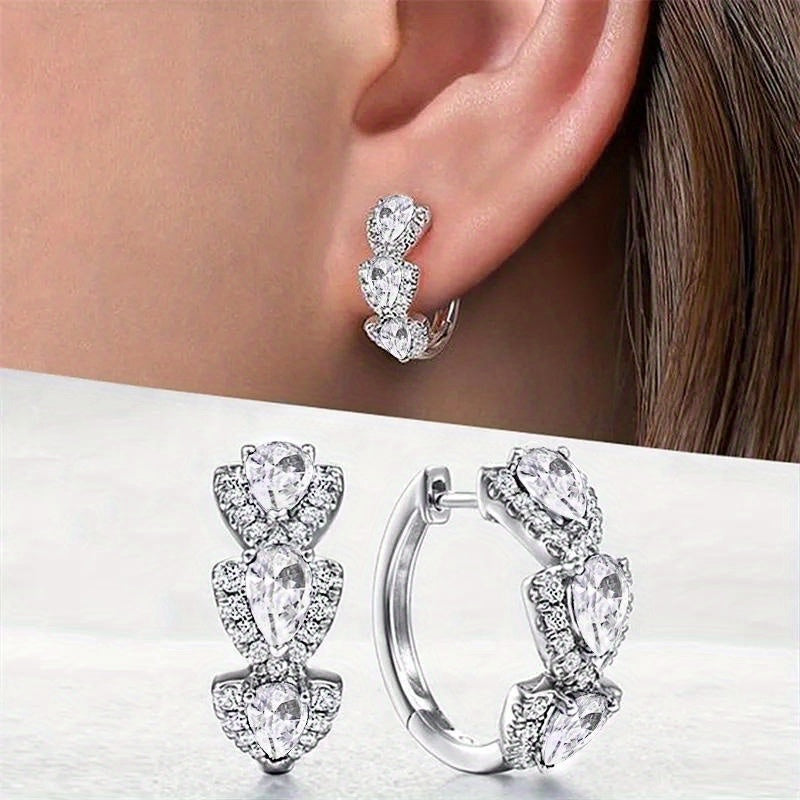Exquisite Blue Zirconia Hoop Earrings