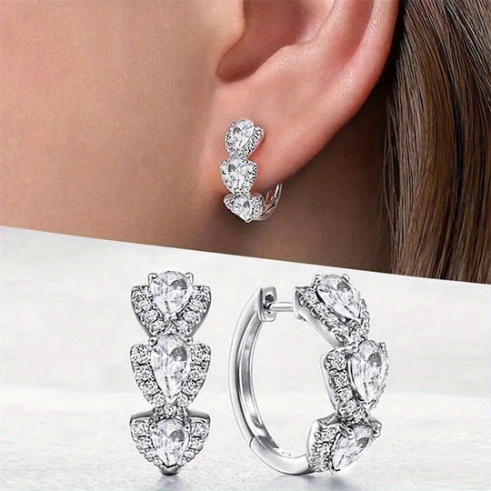 Exquisite Blue Zirconia Hoop Earrings