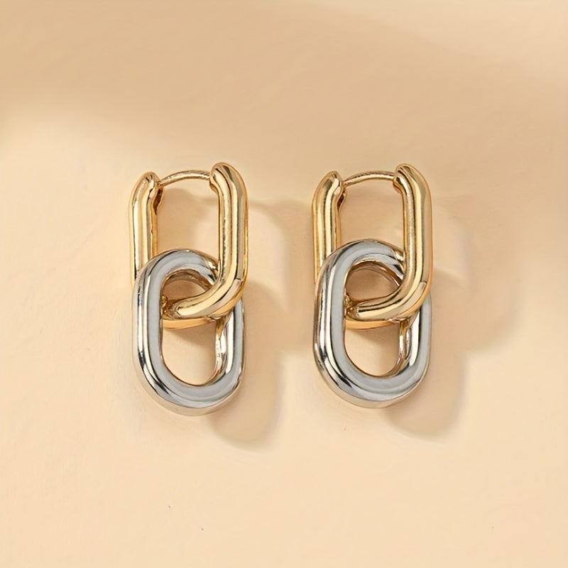 Two-Tone Chain Drop Earrings