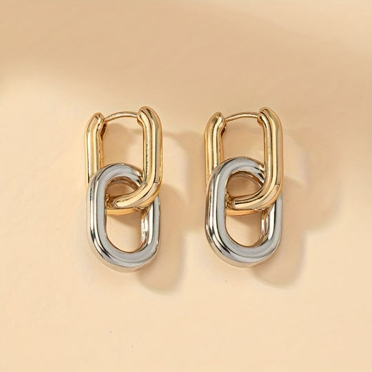 Two-Tone Chain Drop Earrings