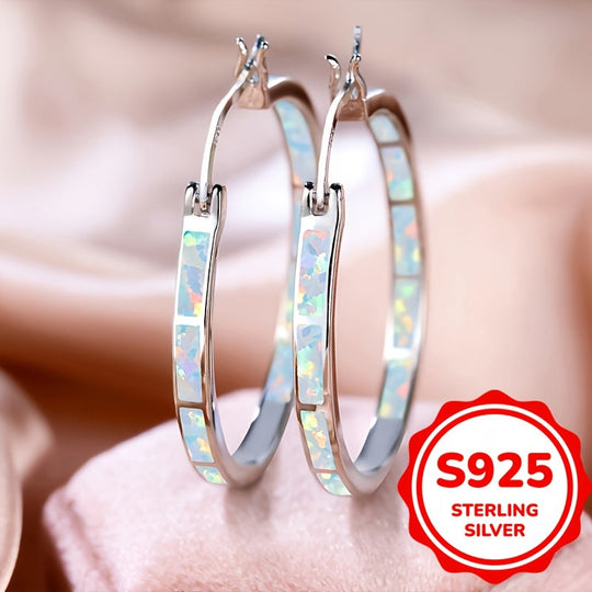 Elegant S925 Sterling Silver Hoop Earrings