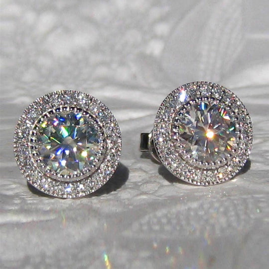 Sparkling Paved Cubic Zirconia Stud Earrings