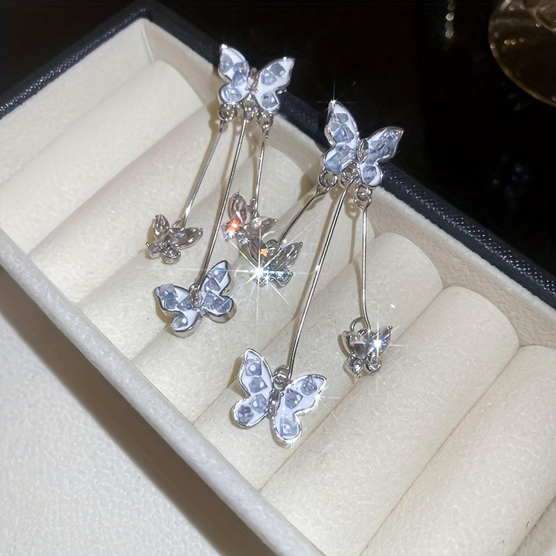 Rhinestone Butterfly Drop Earrings
