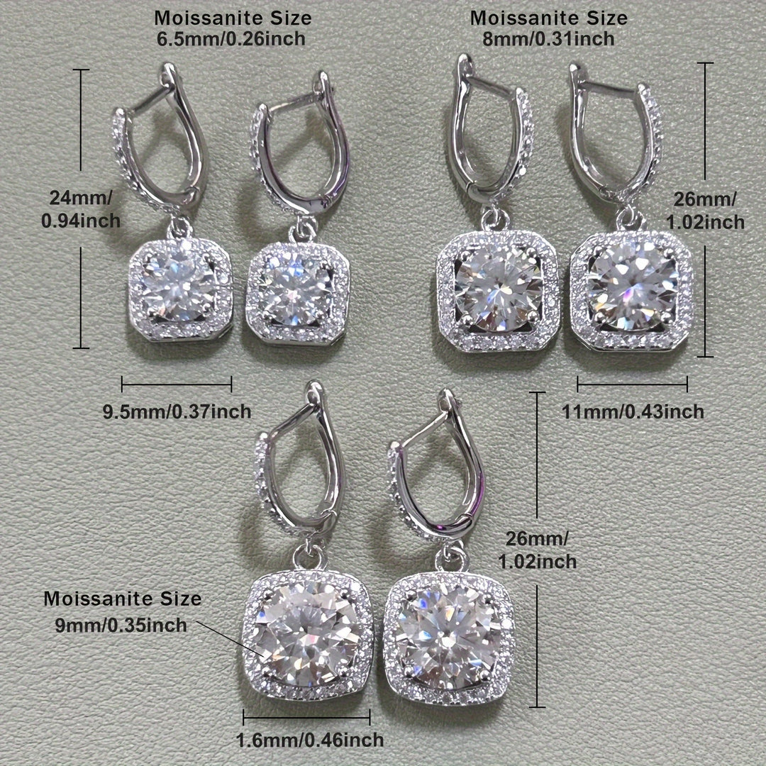 925 Pure Silvery Round Moissanite Earrings