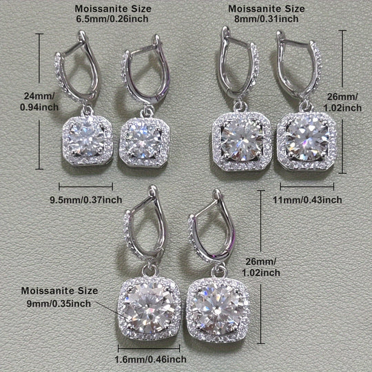 925 Pure Silvery Round Moissanite Earrings