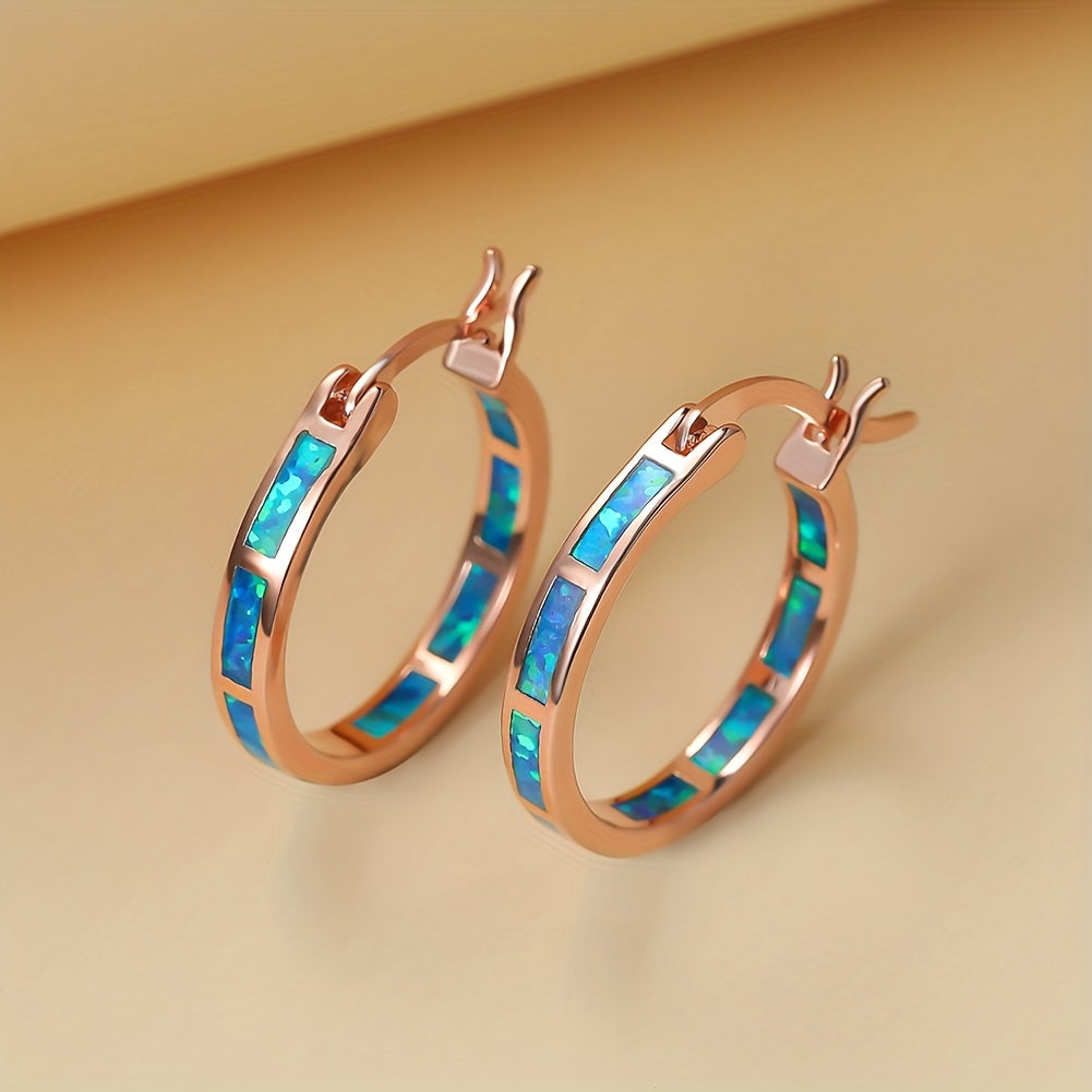Vintage Boho Opal Hoop Earrings
