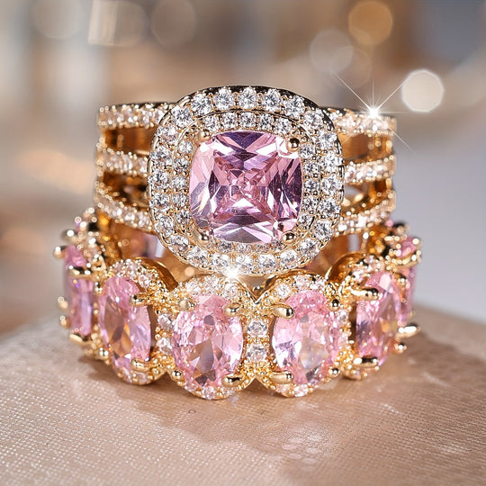 2-Piece Fashionable Synthetic Zirconia Ring