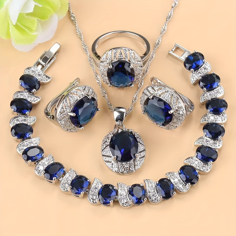 5pcs Elegant Cubic Zirconia Jewelry Set