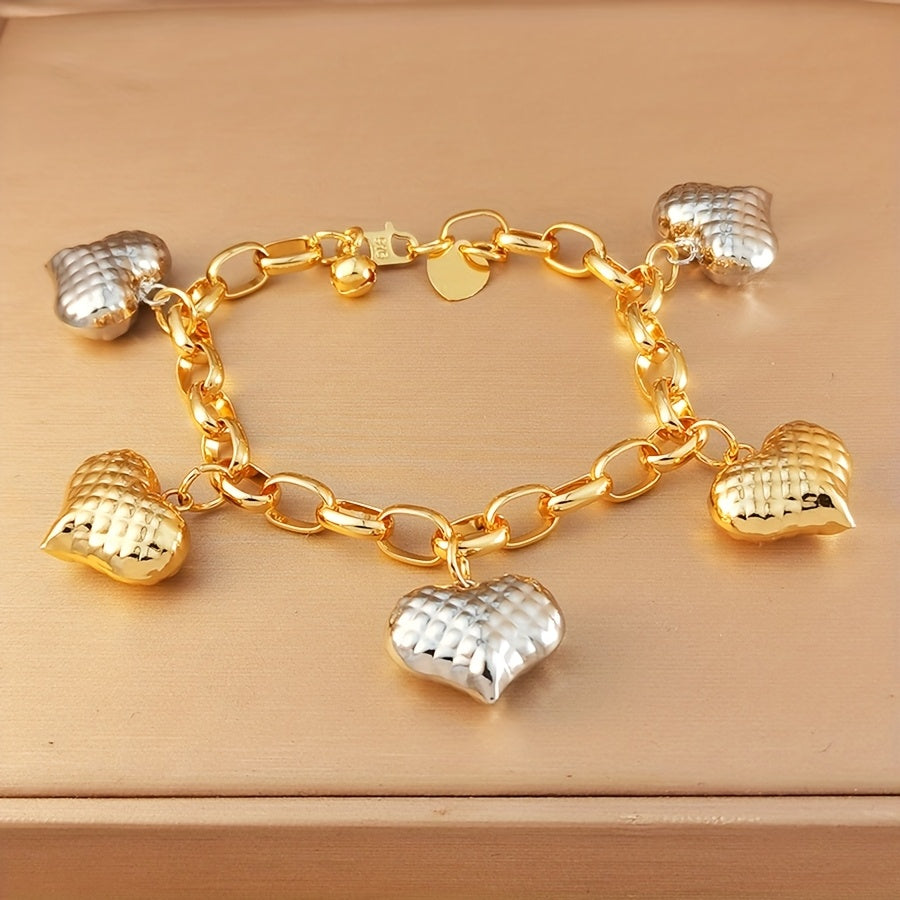 Elegant Two-Tone Heat Pendant Bracelet