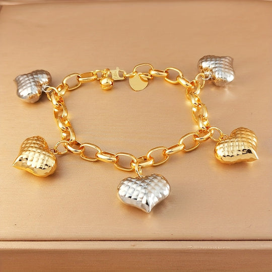 Elegant Two-Tone Heat Pendant Bracelet