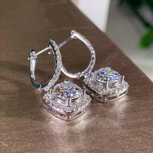 Stylish Square-Shaped Zirconia Drop Earrings