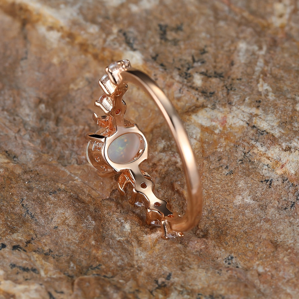 Elegant Rose Gold Opal Ring