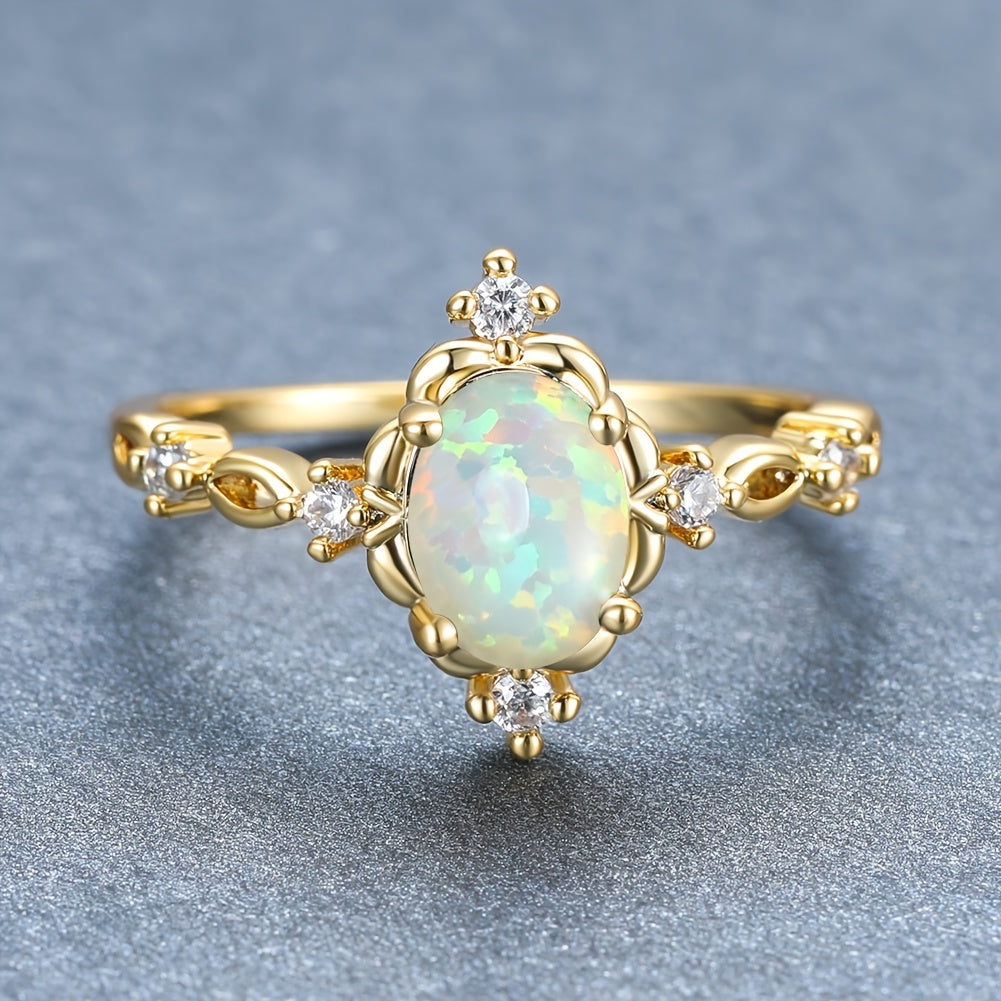 Elegant Oval Opal Engagement Ring