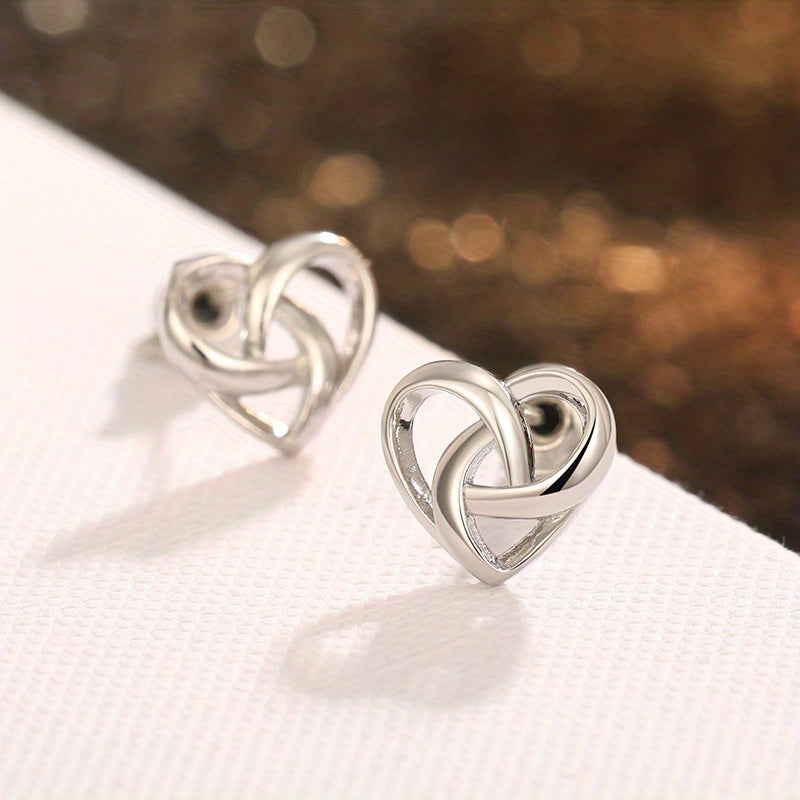 Celtic Heart Knot Stud Earrings