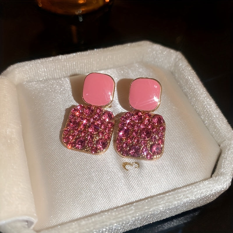 Shiny Rhinestone Decor Dangle Earrings