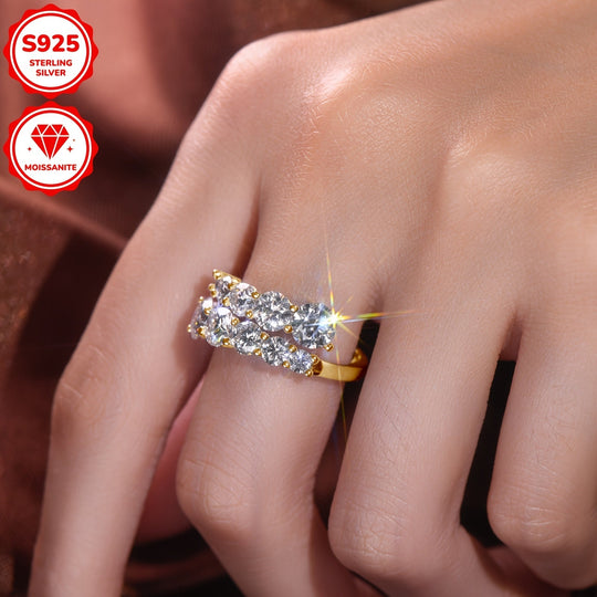 Round Moissanite Double-Headed Band Ring