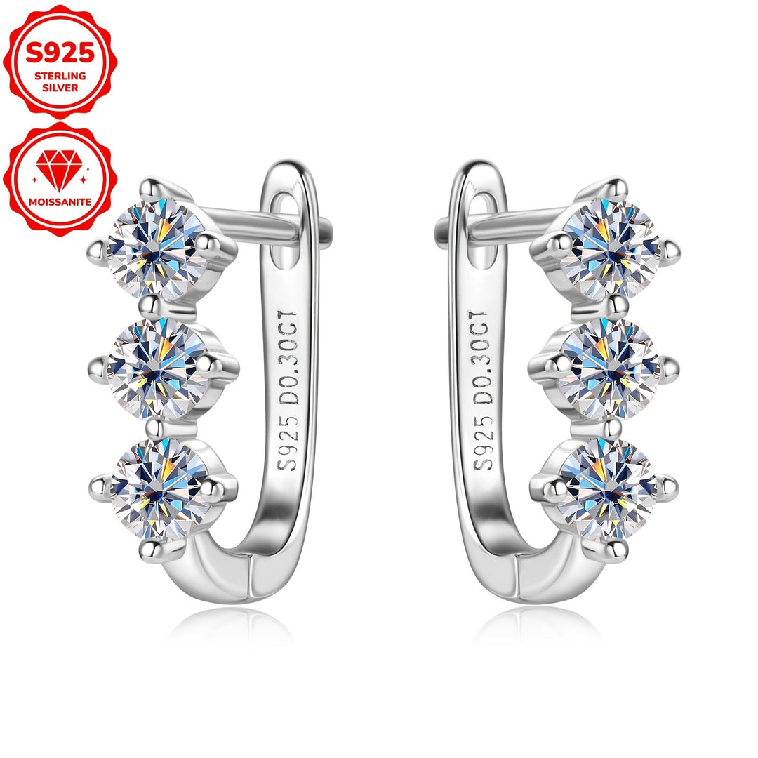 Sterling Silver Moissanite Hoop Earrings