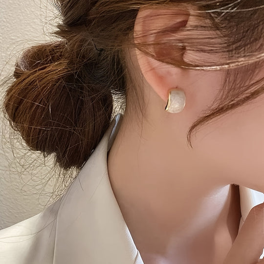 White Square French Style Earrings