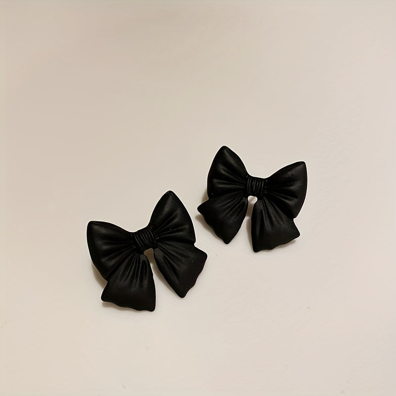Elegant Black Bow Dangle Earrings